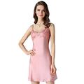 LSHARON Women's Sexy 100% Mulberry Silk Nightdress Sleepwear Embroidery Nightgown Lingerie (S(Tag L), Pink)
