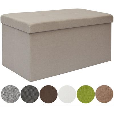 Faltbare Sitzbank 76x38x38 cm inkl. Trennwand Sitztruhe 80L Polsterbank Beige