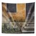 East Urban Home Polyester Bicycle & House Vietnam Tapestry w/ Hanging Accessories Included Metal in Brown/Yellow | 32 H x 39 W in | Wayfair