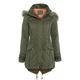 SS7 Girls Oversized Hood Parka Coat, Black, Ages 7 to 13 (Age 9/10, Khaki)