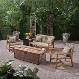 Loon Peak® Retiro 6 Piece Sofa Seating Group Wood in Brown/Gray | 31.5 H x 52 W x 31 D in | Outdoor Furniture | Wayfair