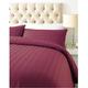 Luxurious 800 Thread Count Cotton Rich Satin Stripe Duvet Bed Cover with Housewife Pillowcases | 800 TC Hotel Striped Bedding (Super King, Burgundy)