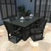 Alcott Hill® Kile Rectangular 6 - Person Outdoor Dining Set Plastic in Black | 98.5" D x 55.5" W x 38.3" H | Wayfair