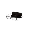 ThinOptics Brooklyn Reading Glasses 1.50 Rectangular Black Frames With Milano Magnetic Case - Thin Lightweight Compact Readers 1.50 Strength