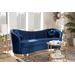 Baxton Studio Nevena Glam Royal Blue Velvet Fabric Upholstered Gold-Finished Sofa - TSF5510-Dark Royal Blue/Gold-SF