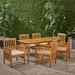 Breakwater Bay Figgs Patio 7 Piece Dining Set w/ Cushions Wood in Brown/White | 29.75 H x 71 W x 35.5 D in | Wayfair