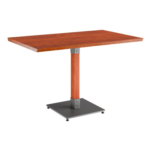 Lancaster Table & Seating Industrial 30" x 48" Solid Wood Live Edge Standard Height Table with Rustic Mahogany Finish