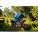 August Grove® Warrenton Colorful Decorative Bird Feeder Wood in Blue/Brown/Red | 9 H x 7 W x 7 D in | Wayfair 19EE7F34ACB5494C9E3F1A39C0F58B47
