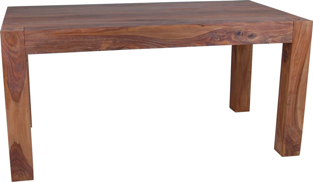 MiaMöbel Esstisch Mumba 160x90cm mit Kopfauszug Massivholz Teak Modern Indien Indisch