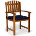 Longshore Tides Humphrey Teak Patio Dining Chairs w/ Cushion Wood in Blue | 41 H x 24 W x 23 D in | Wayfair 6611F38137A246F79DDBE2FBC55BE923