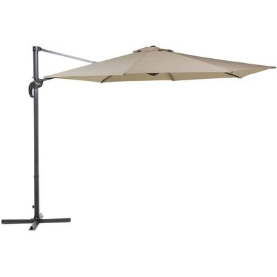 Beliani - Ampelschirm Sandbeige/Dunkegrau Polyester Rund ⌀ 300 cm Terrasse Garten Image