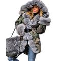 Roiii Lady Fur Oversized Hooded Women Fishtail Military Parka Jacket Winter Coat (16-18, 7006 Grey)