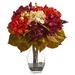 Charlton Home® Artificial Autumn Hydrangea Floral Arrangement in Vase Polyester/Faux Silk/Plastic/Fabric in Orange/Red | Wayfair