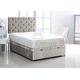 Crushed Velvet Ottoman Side Lift Bed Base with HEADBOARD ONLY by Comfy Deluxe LTD (Silver, 4FT Small Double)