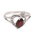 Perched Butterfly,'Garnet Butterfly Single-Stone Ring from India'