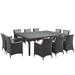 Sojourn 11 Piece Outdoor Patio Sunbrella® Dining Set - East End Imports EEI-2311-CHC-GRY-SET