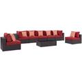 Convene 8 Piece Outdoor Patio Sectional Set EEI-2370-EXP-RED-SET