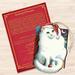 The Holiday Aisle® Marshmallow Santa Cat Wood Hanging Ornament Wood in Blue/Brown/Red | 5.5 H x 4.5 W x 0.25 D in | Wayfair