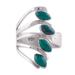 Radiant Leaves,'Chrysocolla and 950 Silver Leaf Multi Stone Ring from Peru'