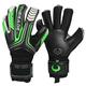 Renegade GK Vulcan Abyss Goalie Gloves with Pro-Tek Fingersaves | 3.5+3mm Hyper Grip & 4mm Duratek | Black & Green Football Goalkeeper Gloves (Size 6, Youth, Kids, Roll Cut, Level 3)