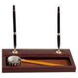 Winston Porter Ashmore Burwick Leather Pen Stand in Brown | 1 H x 11 W x 5.25 D in | Wayfair 4C00E0C36AA943F7B729BD336C2DB356