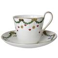 Royal Copenhagen 1017438 Star Fluted/Xmas Ober-Untertasse hoher Henkel, Porzellan, Mehrfarbig