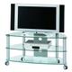 Jahnke CU-SR 1060 KGL/AL GESCHL TV-Rack, ESG-Sicherheitsglas, Metall pulverbeschichtet, klarglas/alu geschliffen, 109,5 x 47 x 53 cm