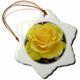 3dRose Rose gelb, 7,6 cm Schneeflocke Porzellan Ornament