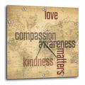 3dRose Wanduhr, Motiv Weltkarte, inspiriert von Love and Kindness Matters, 38 x 38 cm (DPP_33723_3)