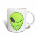 3dRose 3D-Winking Flirty Alien Face Kaffeebecher, Keramik, Weiß, 12,7 cm x 11,43 x Stollen