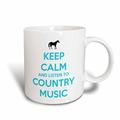 3dRose Keep Calm und Country Musik türkis Pferd Tasse, Keramik, weiß, 11,43 x 8,45 x 12,7 cm