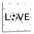 3dRose DPP 180487 _ 3 Love Text mit Schwarz und Weiß Fußball für O Sport Fußball Player-Wall Uhr, 15 von 15 Zoll