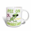 3dRose Super Funny Peeing Alien unterstützen Ursachen für gynäkologischen Cancer Tasse, Keramik, weiß, 11,43 x 8,45 x 12,7 cm