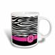 3dRose Buchstabe R Monogramm schwarz Zebra Streifen Animal Print mit Hot Pink Personalisierte Initiale 11 oz Tasse, Keramik, weiß, 10,2 x 7,62 x 9,52 cm