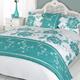 Dreamscene Soft Touch Bed in a Bag komplett Set mit Kissenbezügen Komplettes Bettwäsche-Set, blaugrün/weiß, Single
