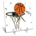 3dRose Cartoon Basketball Korb 6 von 6 (DC 165460 _ 1), 6 x 6 Schreibtisch Uhr