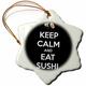 3dRose ORN 173313 _ 1 Keep Calm and Eat Sushi. Black-Snowflake Ornament, Porzellan, 3 Zoll