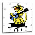 3dRose DPP_164461_3 Wanduhr, Motiv gelbe Katze, spielt Blaue Gitarre und singende Wanduhr, 38,1 x 38,1 cm, variiert