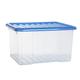 Plast Team 22220800 praktische, stapelbare K-Box Circa 48 L mit Deckel, Box klar, transparent/blau