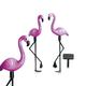 EASYmaxx 09383 Solar-Flamingos | 3er-Set, mit Solar-Panel | für Balkon, Terasse und Garten