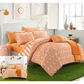 Chic Home Bettlaken 8-teiliges wendbar Geometrische und Paris gestreift Tröster Set, Orange, Twin XL