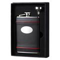 Visol Urlaub Essential II Rouge EN Noir schwarz Leder Liquor Flachmann Geschenk Set, 8 oz, Silber
