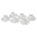 eBuyGB Porzellan 6 Tassen und Untertassen Kaffee Espresso-Set, Keramik, weiß, 25,2 x 19,99 X 5.99 cm