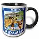 3dRose Vintage-Miramar malagra Spanien Koffer Label-Two Ton Kaffeebecher, Keramik, Schwarz, 10.16 cm x 7,62 x-Uhr