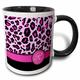 3dRose Personalisierte Initiale R Monogramm Hot Pink Leopard Muster Animal Print-Two Ton Schwarz 313 ml (Tasse 154419 _ 4), Keramik, Schwarz/Weiß, 11 Oz