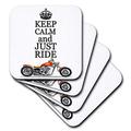 3dRose Keep Calm and Just Ride. Cool Motorräder Spruch. – Soft-Untersetzer, Set 4 (CST 220704 _ 1)