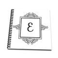 3dRose DB 154328 _ 1 Buchstabe E Persönlichen Monogramm Fancy schwarz und weiß Typografie Edler stilvoller Personalisierte Zeichenheft, 20,3 x 20,3 cm