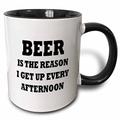 3dRose Bier ist der Grund dafür, Dass Ich mit Ton Afternoon-Two Kaffeebecher, Keramik, Schwarz, 10.16 cm x 7,62 x-Uhr