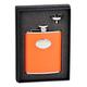 Visol Urlaub Essential Sunbeam orange Leder Liquor Flachmann Geschenk Set, 6 oz, Silber