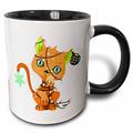 3dRose orange Lustige Katze Spielen mit Ton Ornaments-Two Kaffeebecher, Keramik, Schwarz, 10.16 cm x 7,62 x-Uhr